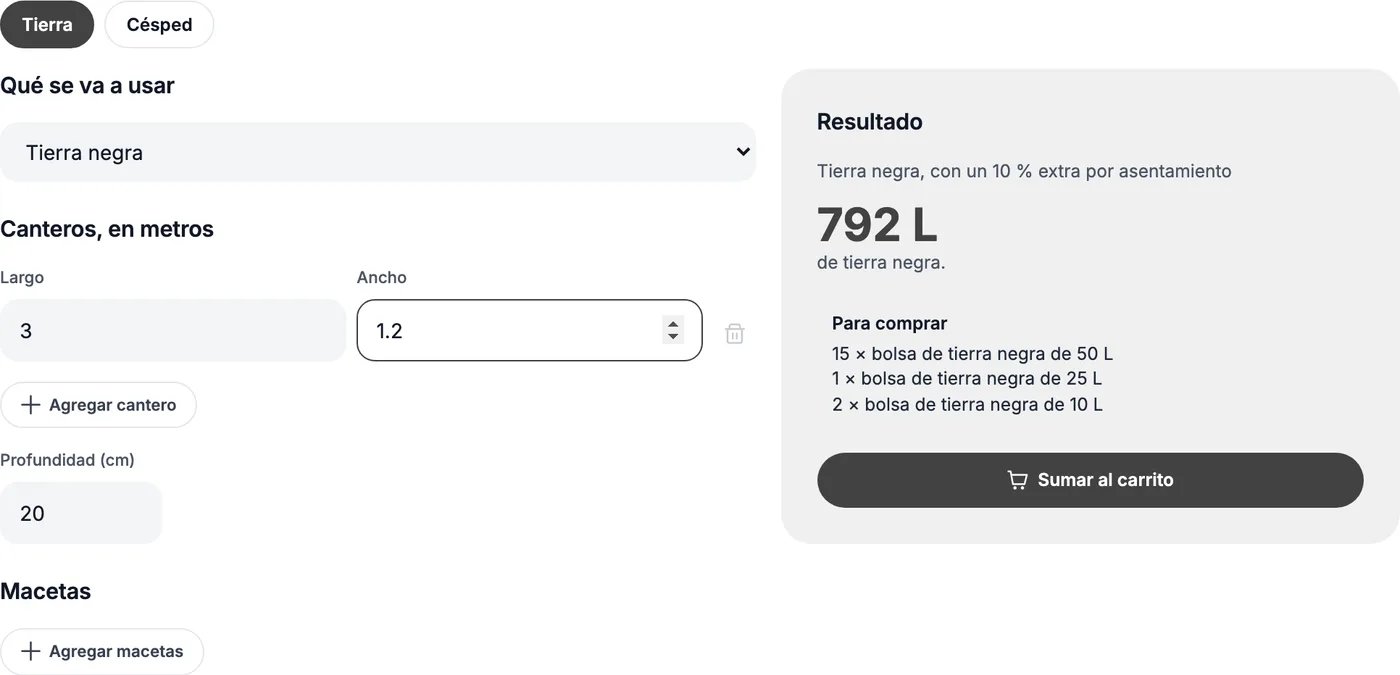 Calculadora de jardín: así se ve en la tienda